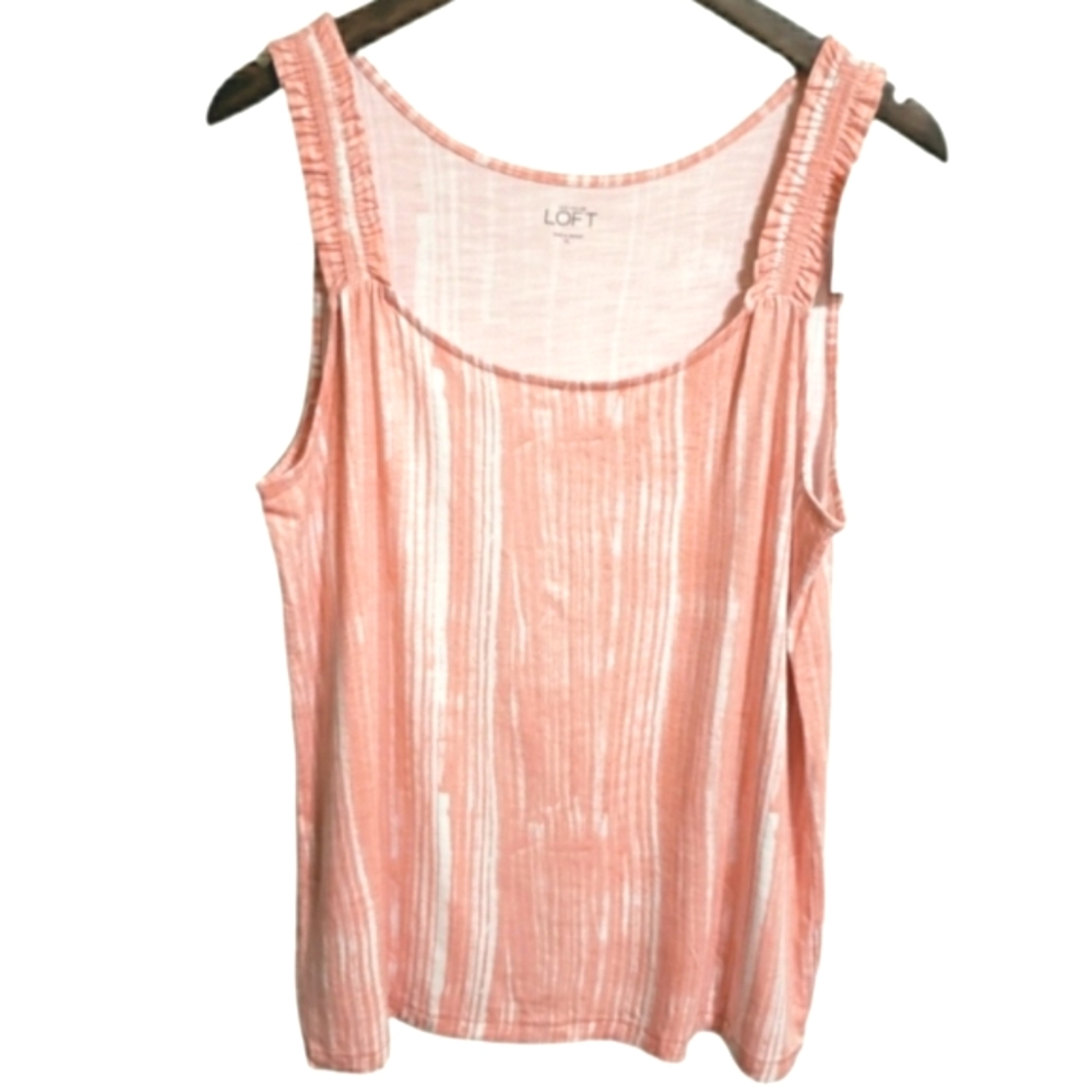 NWT Ann Taylor LOFT Coral and White Tank Top Women's Size XL